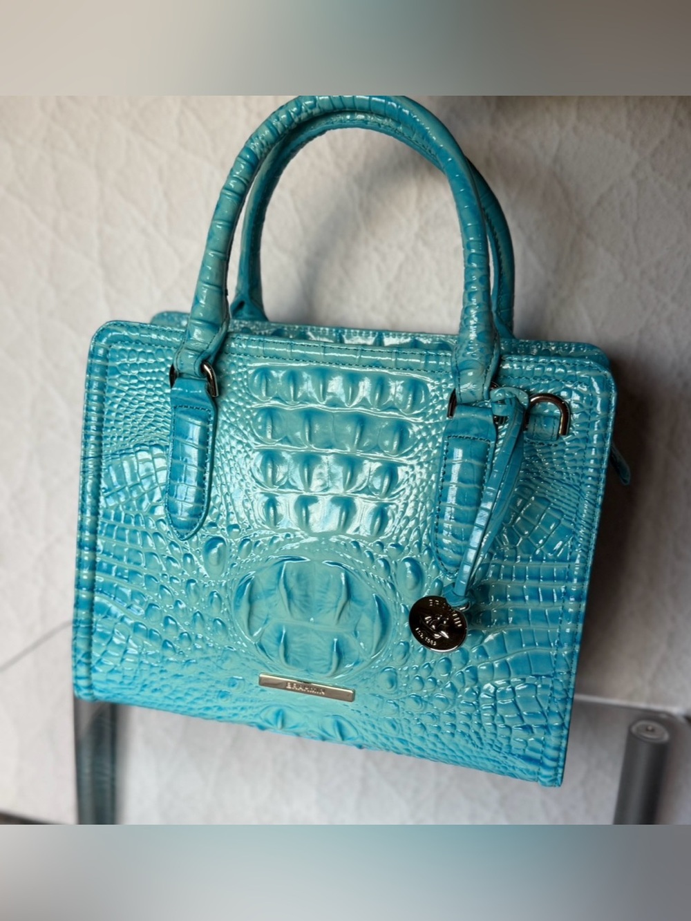 BRAHMIN TROPIC BLUE CAMI SATCHEL NWT Turquoise Tropical PRETTY 2x EYES FIRM